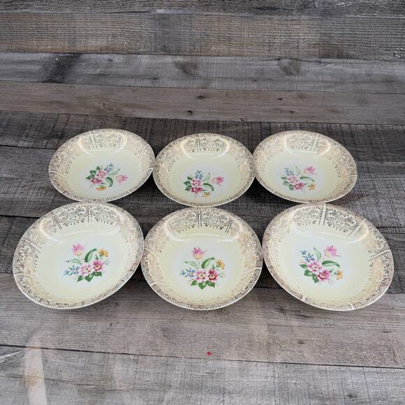 Vintage Eggshell Nautilus Dinner Plate Set Floral E 45 N 5 - Picture 1 of 16